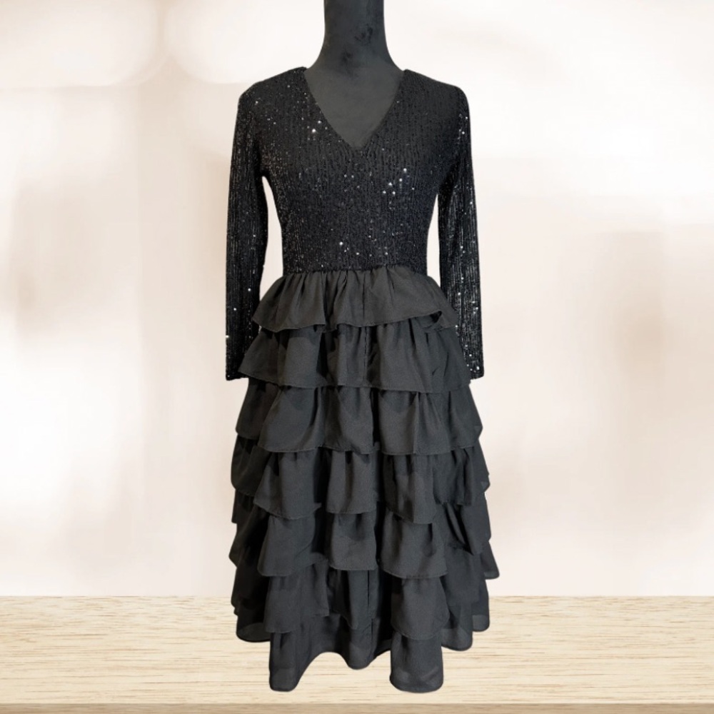 Elegant Black Sequin Dress